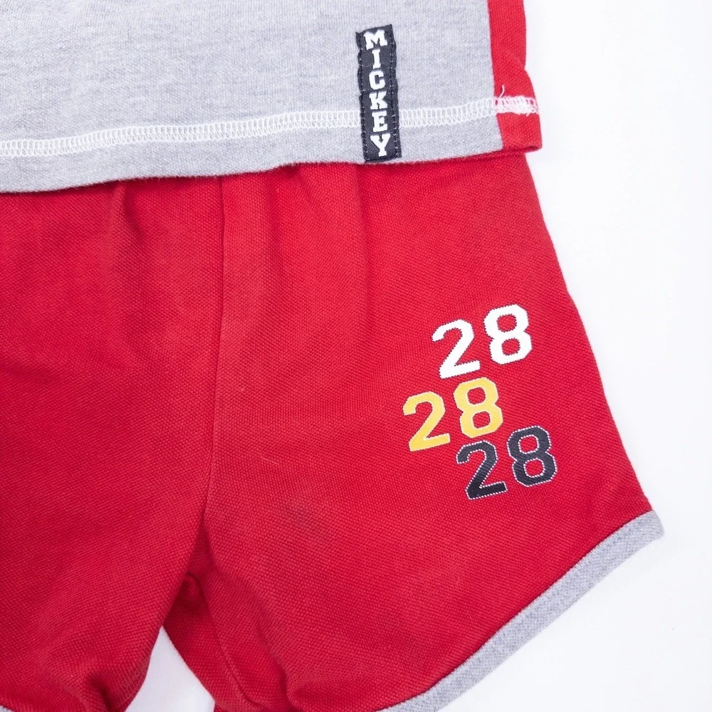 Disney Mickey Mouse Set Kids 18 Months Red Grey‎ Shorts Shirt Outfit